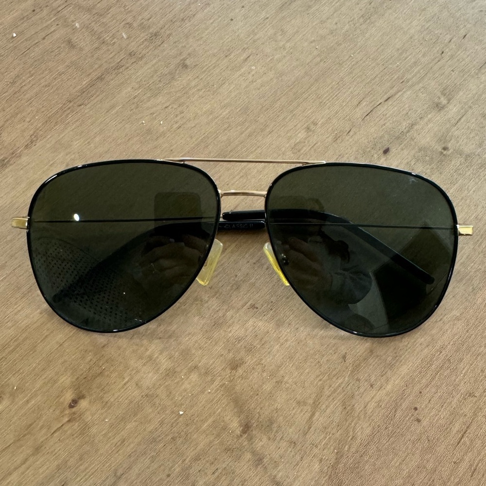 Saint Laurent Aviator Sunglasses Black Gold Frame Classic YSL